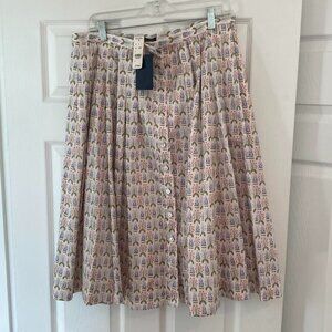 Brooks Brothers Midi, Button Up Pleated Skirt with Pockets